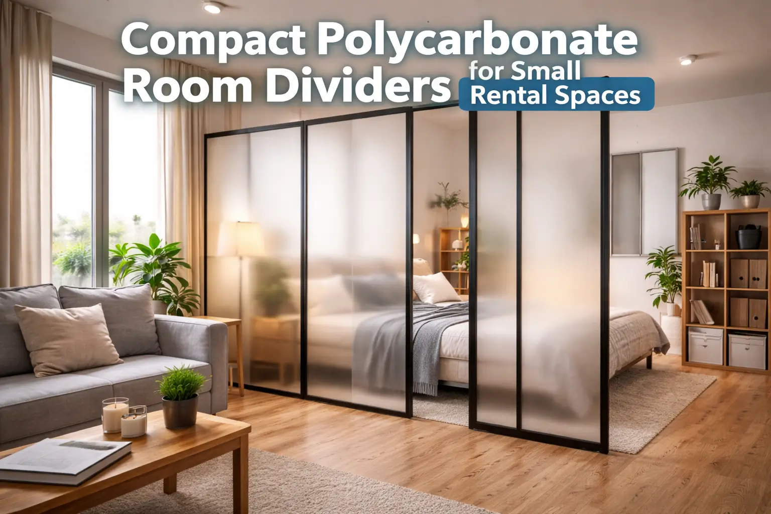 Compact polycarbonate room dividers for small rental spaces