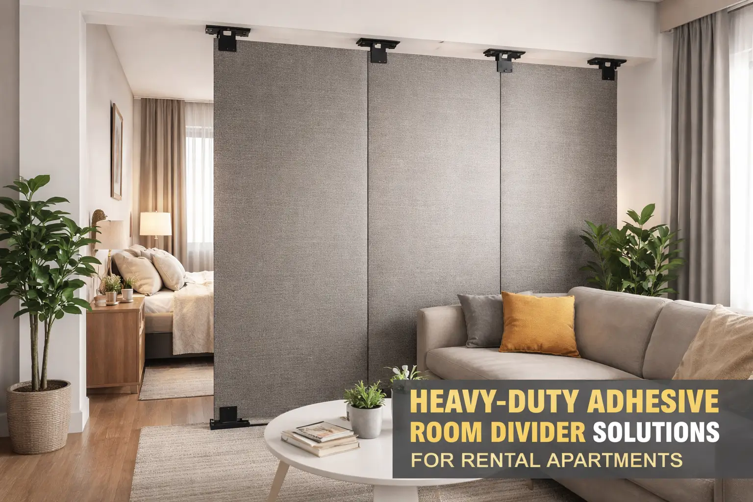 Heavy-duty adhesive room divider solutions for rental apartments