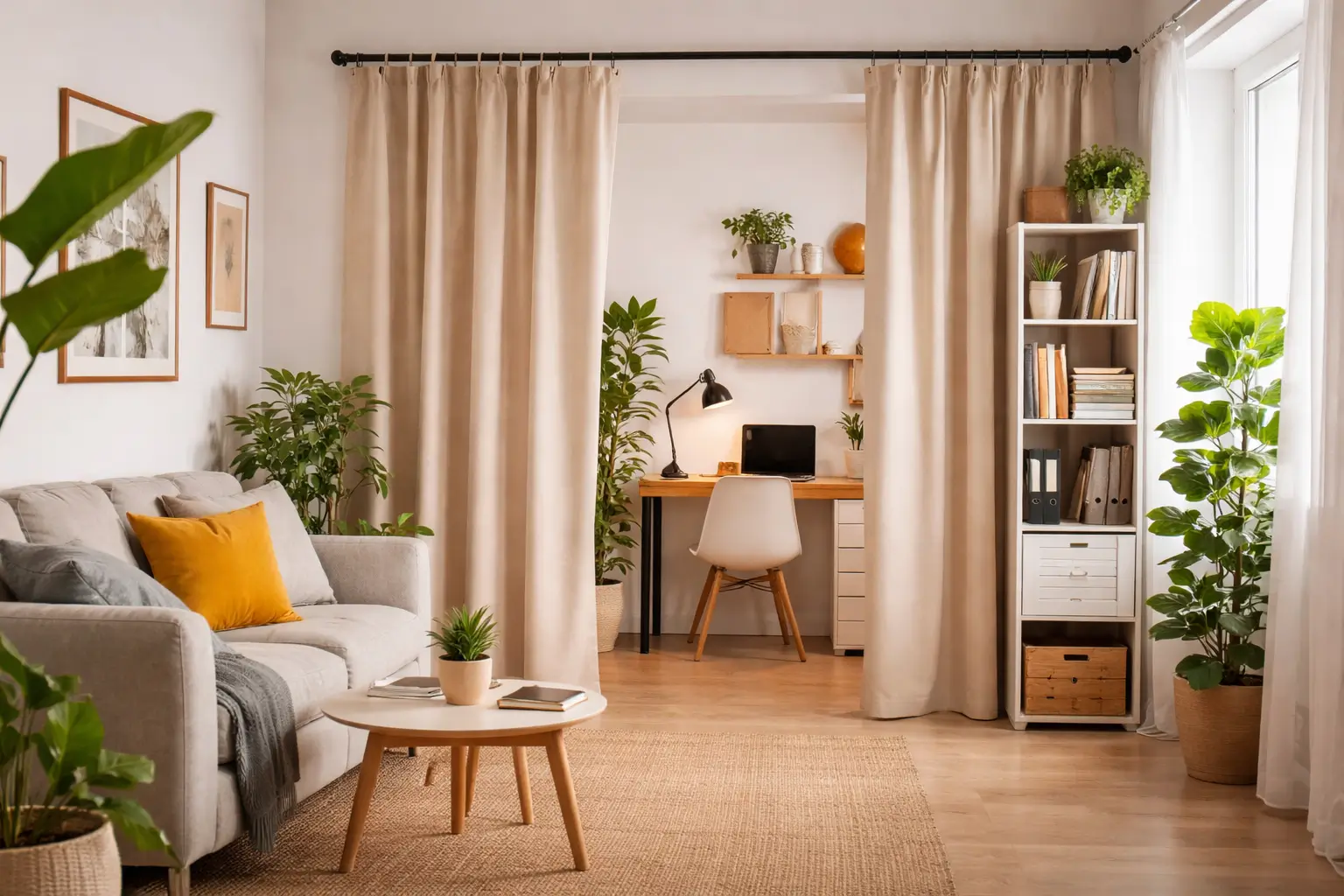 How to Create a Home Office Divider in a Small Rental Apartment