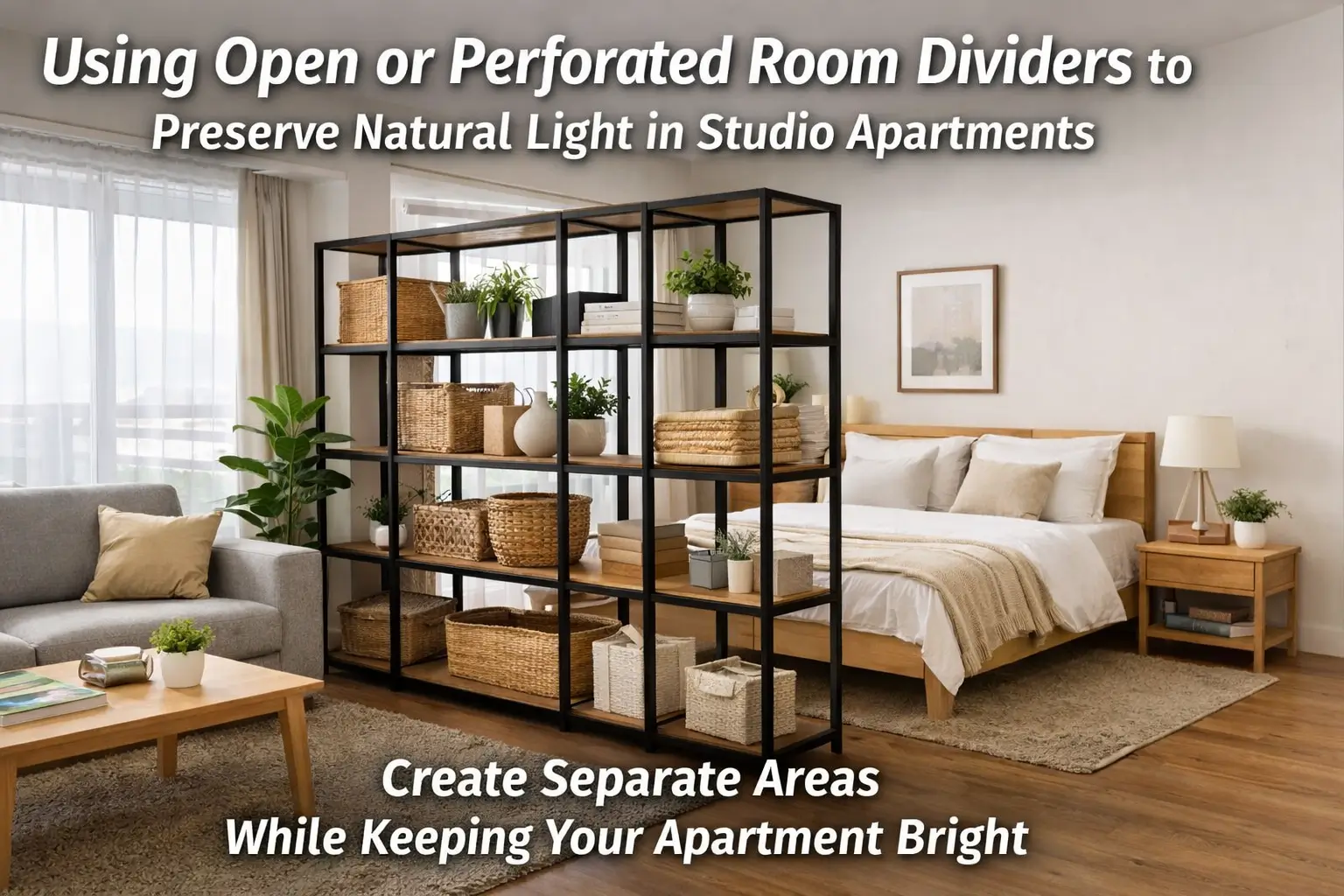 How to Use Open or Perforated Room Dividers to Preserve Natural Light in Studio Apartments