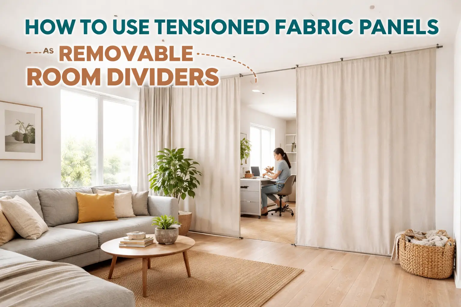 How to Use Tensioned Fabric Panels as Removable Room Dividers
