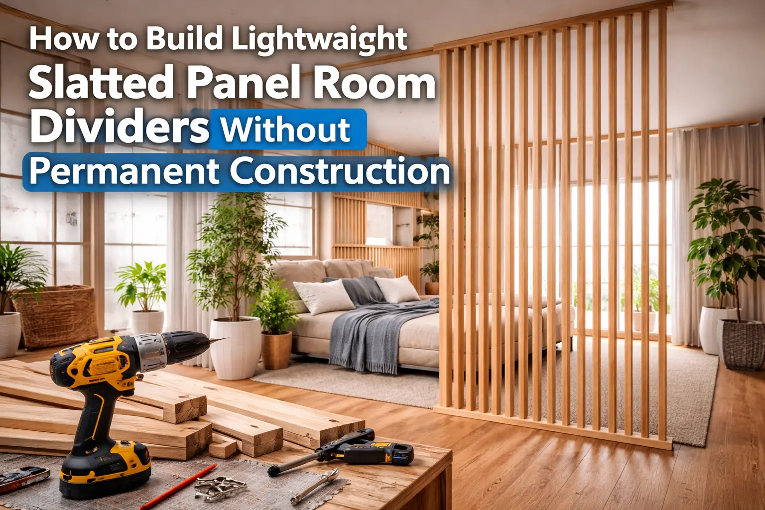How to build lightweight slatted panel room dividers without permanent construction