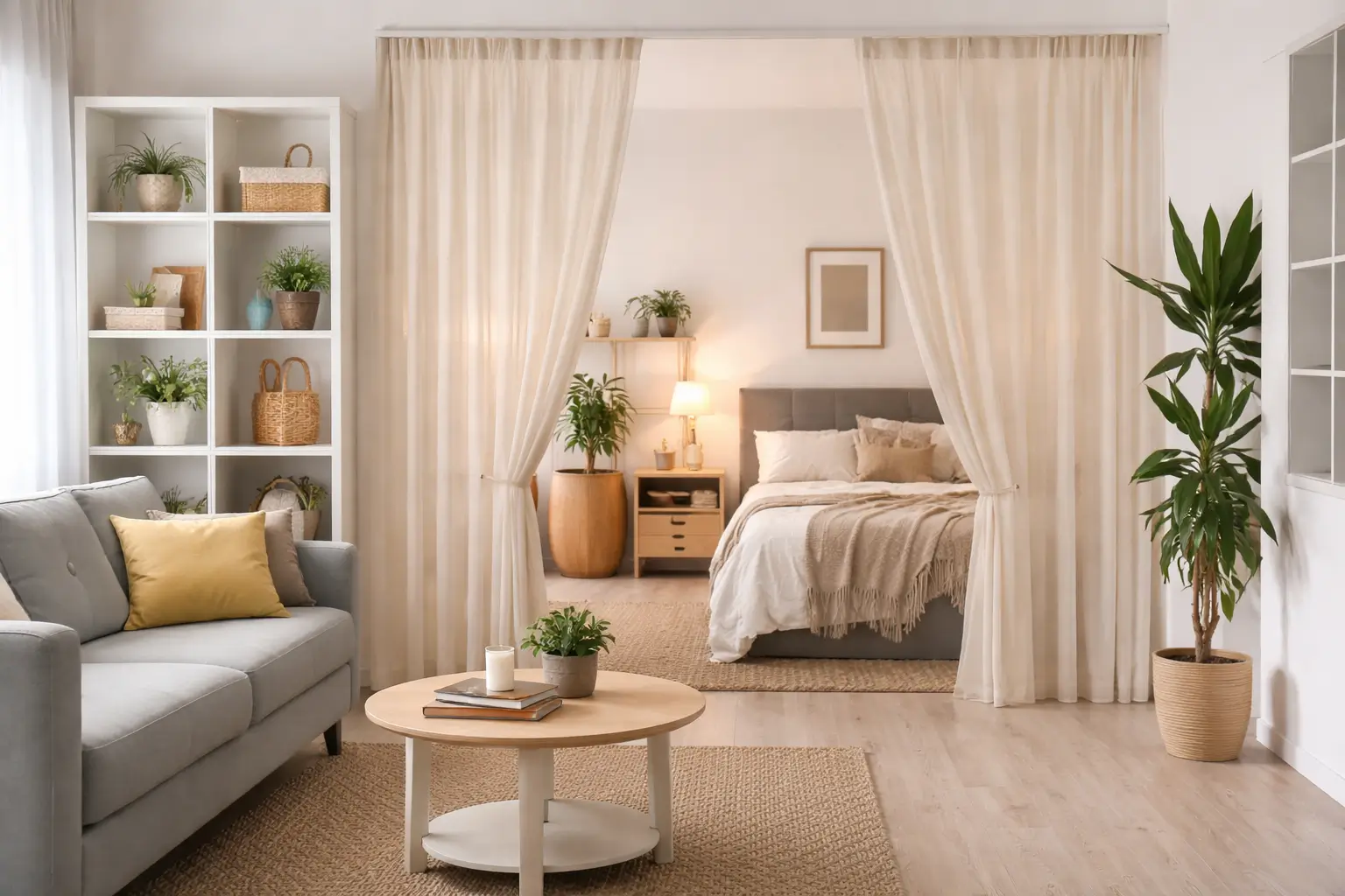 Lightweight Room Dividers to Separate Bedroom and Living Room