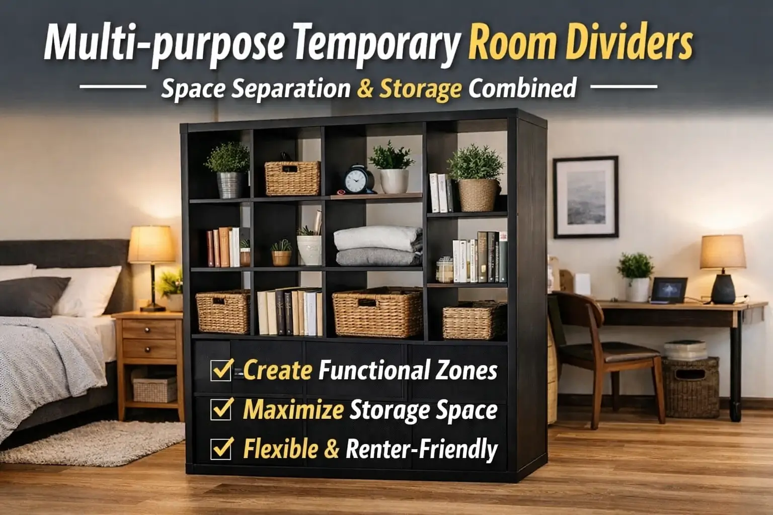 Multi-purpose Temporary Room Dividers Space Separation and Storage Combined