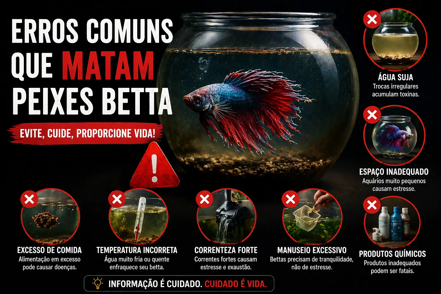 Erros comuns que prejudicam peixes betta