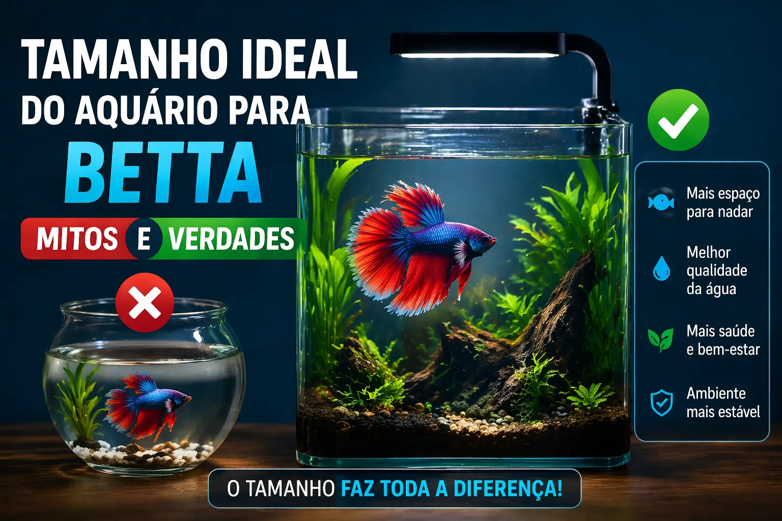 Tamanho ideal do aquário para betta