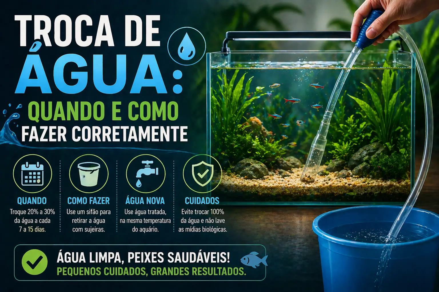 Troca de água no aquário