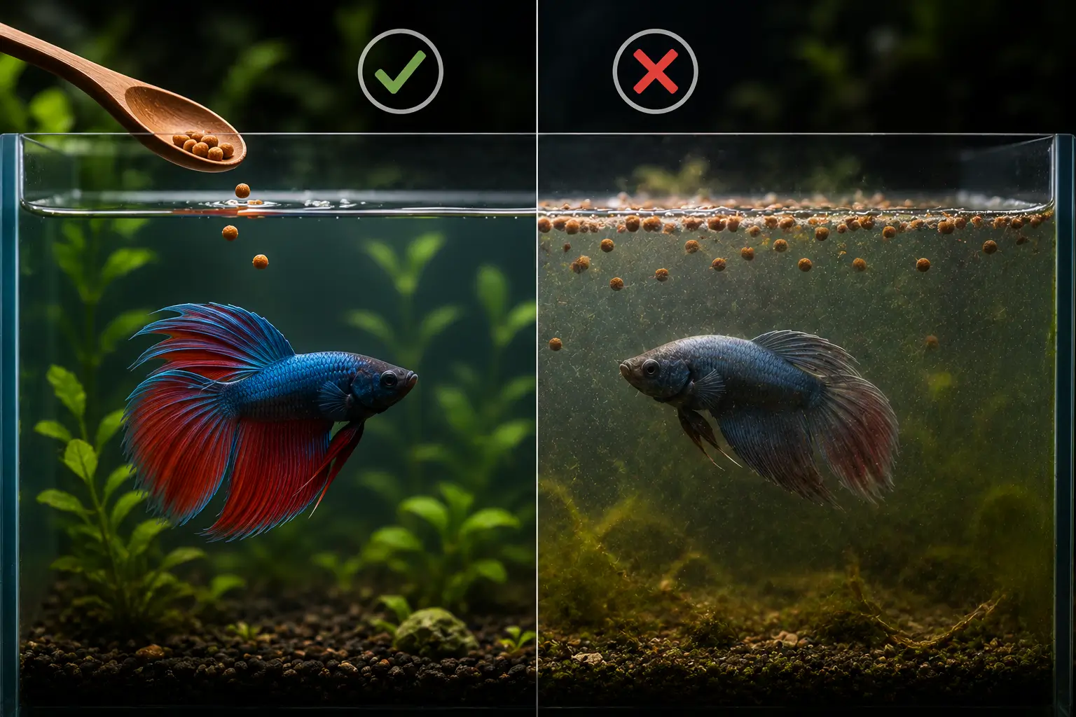 Como saber se você está alimentando o betta em excesso